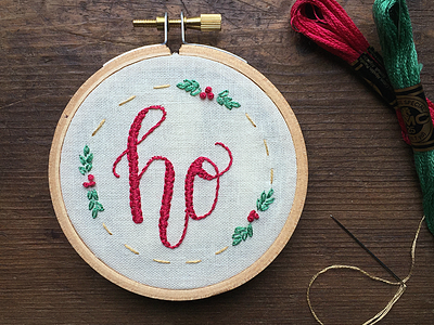 hand embroidered holiday lettering embroidered embroidery hand lettering handlettering handmade lettering needle thread type typography