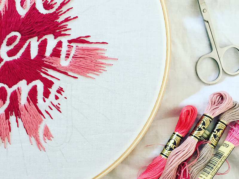 In process hand embroidered lettering by Jonelle Jones on Dribbble