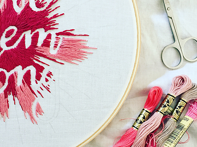 In process: hand embroidered lettering