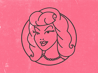 Pinup Girl Icon brand branding girl icon identity illustration line art pinup vintage woman