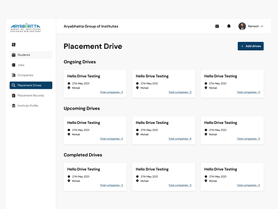 Placement Drive(Admin module)