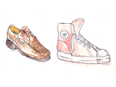 Work life balance blog brush illustration shoes watercolor