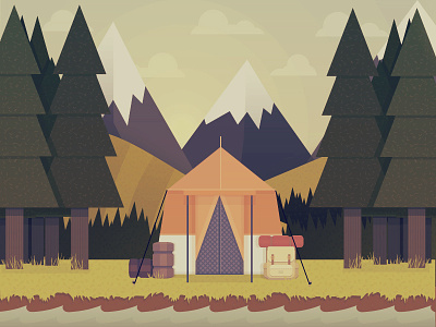 Camping camping flat design forest illustration mountains tent texture trees