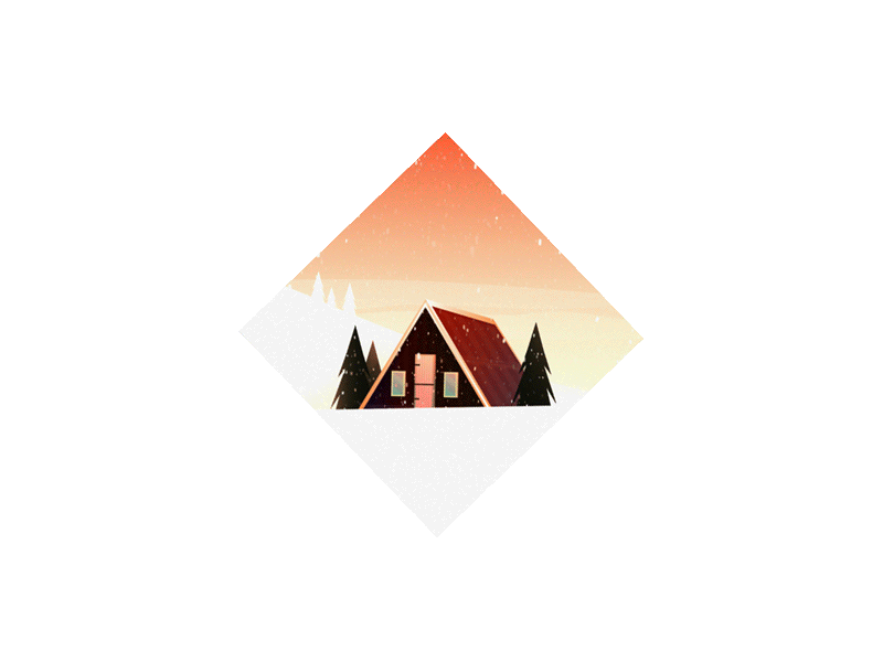 Snow Scene Icon after effects animation gif hut icon landscape shack sky snow sunset trees