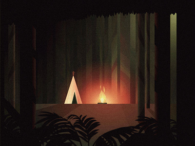 Forest campfire camping fire forest illustration illustrator landscape tent trees