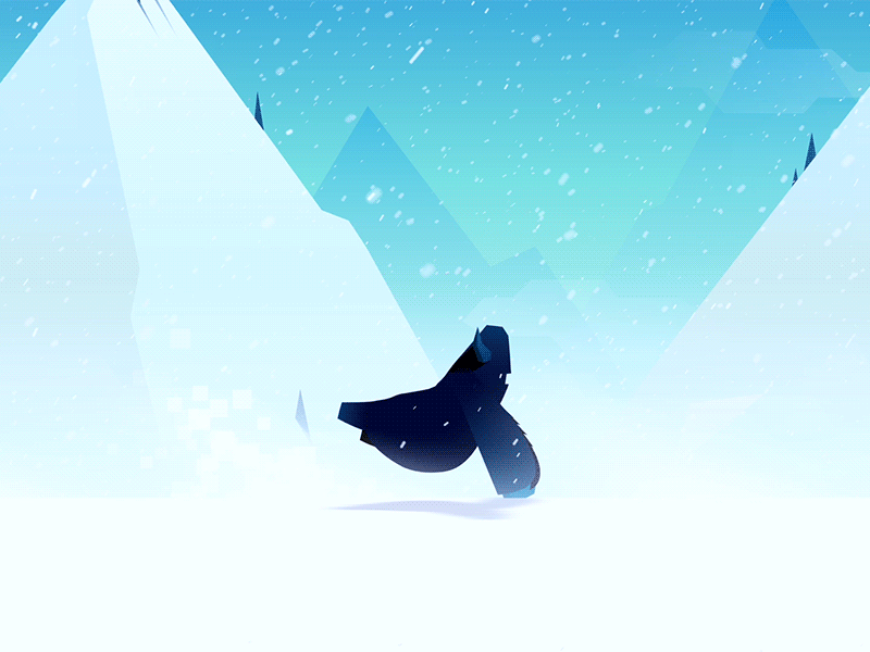 Yeti animation character environment mountains run snow snowfall trees tundra yeti