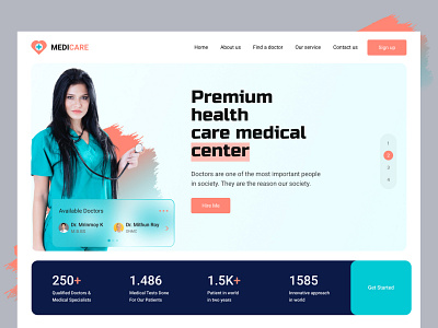 Medical Landing Page Design clean doctor app find doctor health health consultations healthcare hospital landing page medical app medical website landing page medicine modern popular shot simple ui uiux web design