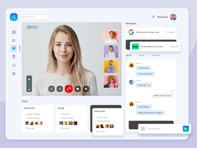 Video Call / Conference UI Design by Mrinmoy Krishna Roy on Dribbble