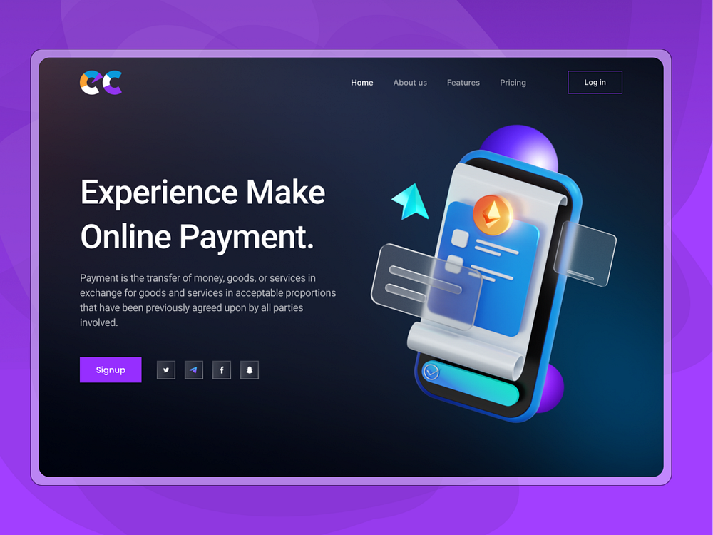 Online Payment landing page by Mrinmoy Krishna Roy on Dribbble