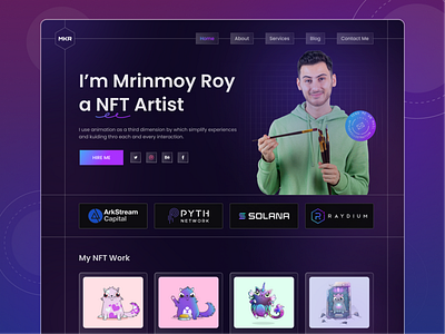 NFT Artist Personal Portfolio cv designer freelancer homepage landing page nft artist personal portfolio portfolio website resume ui design ux website template