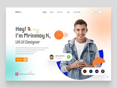 Personal Portfolio cv design designer landing page minimal personal resume trendy ui website