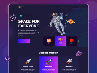 Space Landing Page astronaut future galaxy landing page design mission planet space spacex stars ui ux web design