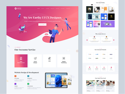 UI UX Design Agency Website branding company digital agency homepage illustration landing page ui ux web design
