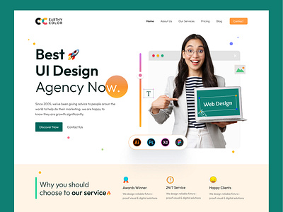 Design Agency Website colourful ui design design studio digital agency homepage landing page landingpage ui ui ux user experience web design web development