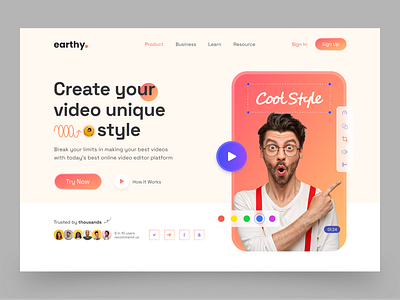 Video Editor Landing Page creative graphic design landing page online video editor photo editing ui ux ux video editing video tool website