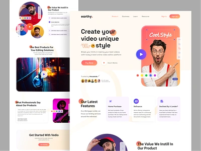Video Editor Website concept design graphic design landing page online video editor photo editor ui ux video editing video tool web design