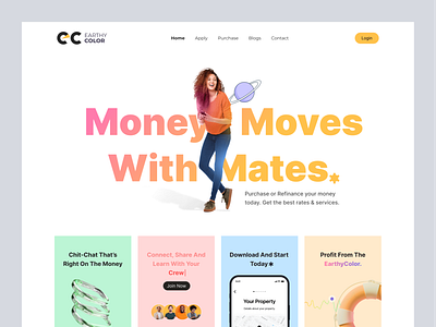 Money Management - Landing Page Design bank banking feature credit card financial financial expenses fintech homepage integrations mockup product trendy ui design web3 website