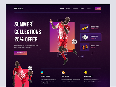 Football Store - Website dark ecommerce fashion homepage minimal mockup online shop product soccer sports team ui design website
