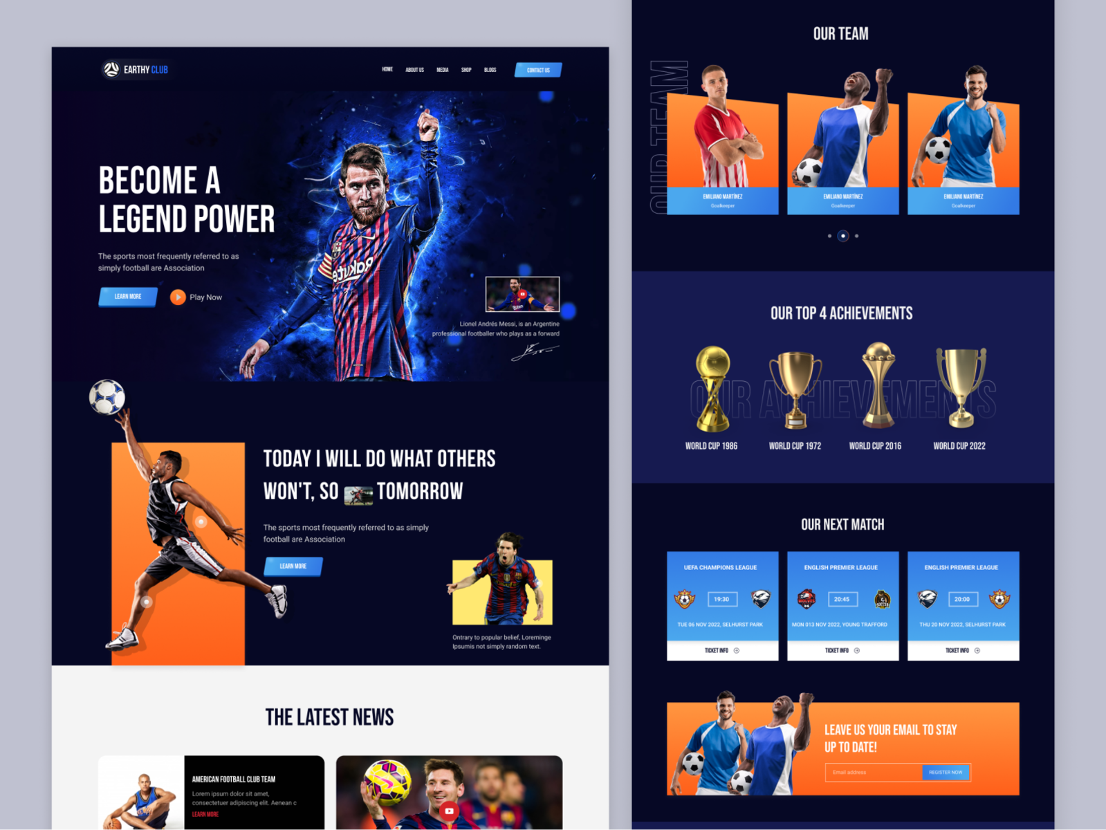 Football Club Landing Page by Mrinmoy Krishna Roy on Dribbble