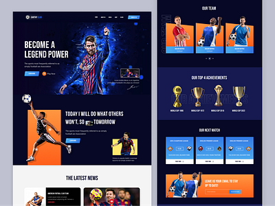 Football Club Landing Page betting dark earthycolor esport homepage match messi mockup premier league product qater worldcup 2022 soccer sport ui design website worldcup 2022