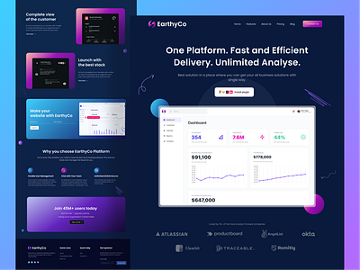 Earthy Co AI (Artificial Intelligence) Analytics Landing Page agency ai artificial intelligence branding earthycolor figma graphic design modern one platform photoshop plugin sass startup ui ux website xd