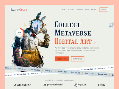 Metaverse Digital Art - Landing Page ai art artificial intellegence branding digital art homepage marketplace metaverse mockup nft trendy ui ui ux web3 website