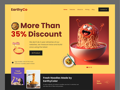 Noodles Food - Landing Page 3d charecter branding dribbble best shot food food and drink gradient homepage marketplace mockup noodles trendy ui ui ux web3 website