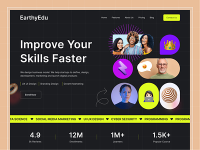 E-learning Platform - Landing Page branding company course design agency digital education e learning earthycolor education graphic design learning management system modern mrinmoy office online course ui ux website