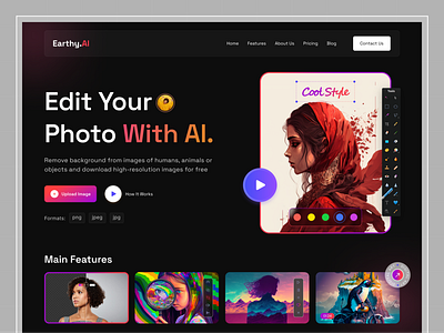 Ai (Artificial Intelligence) Photo Editor Website ai ai photo artificial intelligence branding design agency earthycolor editor gallery graphic design images minimal mobile gallery modern mrinmoy photo ui ux visual identity website