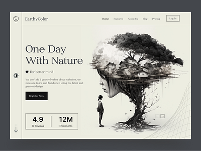 Meditation Space - Landing Page better mind branding chill design agency earthycolor graphic design health meditation mental health mrinmoy nature relax rest tree trendy ui ux website wellness