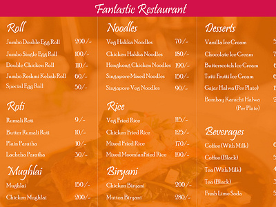 Price listing - daily UI 030 030 daily ui daily ui 030 menu price listing restaurant restaurant menu ui design