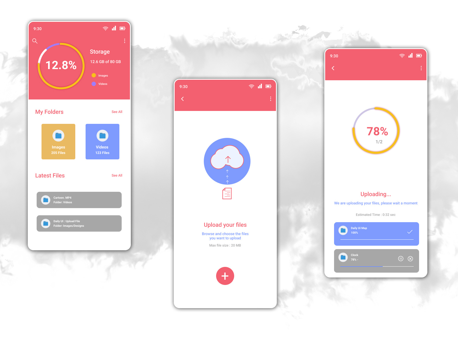 File upload screens - Daily ui 031 by Arpita Saha Datta on Dribbble