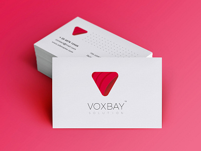 Voxbay Solution - Logo Design back branding business card clean flat logo red sound engineering stationary