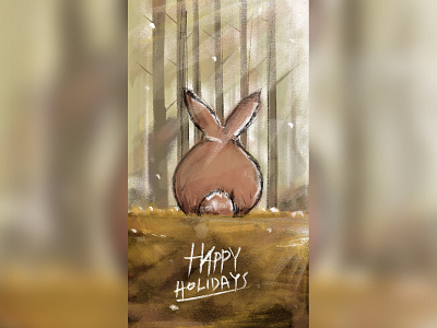 Happy Holidays!! artist bunny forest holiday illustration illustrator nature poster procreatepocket rabbit sunlight