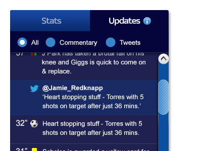 Social Box chat commentary feed football sport twitter ui updates