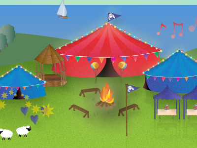 Scarlet Blu Tents & Events bandstand festival illustration tent
