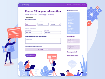 Job Board application form 📝 branding design form illustration job board ui ux vector