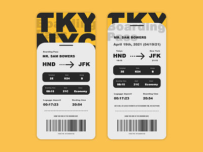 #DailyUI 011, electronic boarding pass 🎟