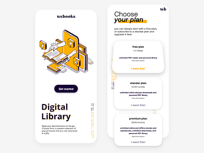 #DailyUI 012: Onboarding page for a digital library app 📚 app challenge dailyui dailyuichallenge design digital library flat graphicdesign iphone iphonex minimal minimal app minimal app design oboarding ui uiux user experience user interface ux vector