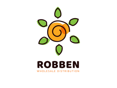 Sun + Leaf Logo Design for Robben Wholesale Distribution