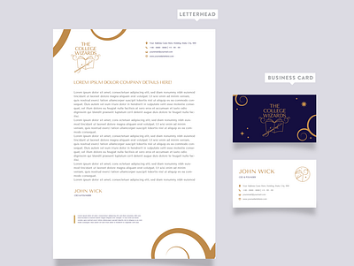 Letterhead and business card design for The College Wizards. branding businesscard design graphic design letter letterhead logo mark monogram simple simple logo stationery