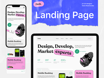 Finik | Digital agency | Landing Page adaptive agency branding cover design digital landing landing page marketing modern style ui ui design uiux ux web web design webdesign website