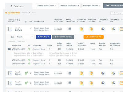 Contract Table Preview application ui user experience user interface ux web app web application web design