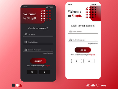 Daily UI 001 black daily ui daily ui 001 dark theme figma login red signup typography ui ux white