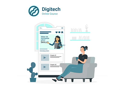 Digitech Online Course app design illustration ui ux