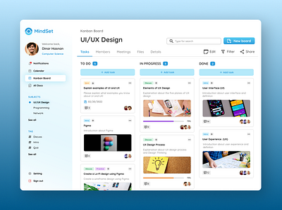 Kanban Board "MindSet" app branding design ui