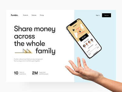 Funden: home page animation finance finance business illustration invite iphone 12 logo minimal mobile mockup ux vector web