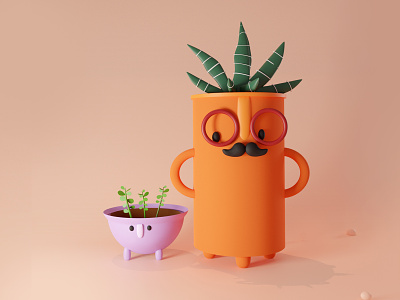 Planters 3d 3dart 3dillustration 3dtoys blender colors cute gardening gogreen gren plants stayhome