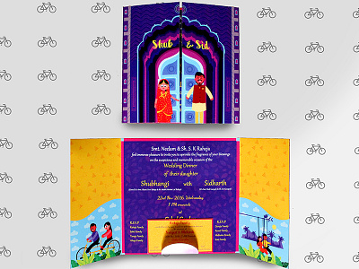 Wedding Invite Print Design colourful fun invite lamps light quirky wedding