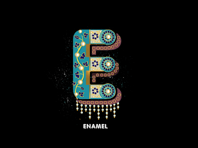 E - Enamel Art for 36daysoftype 36daysoftype indian jewellery type typography